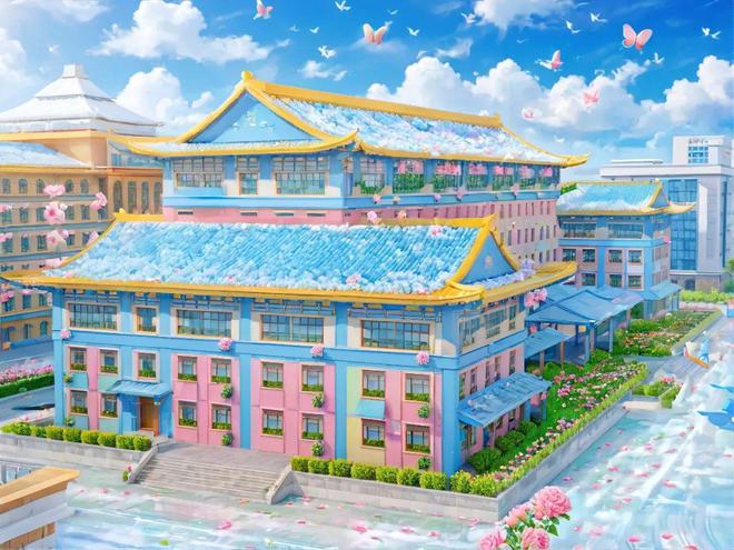 AI视角下的春日河北外国语学院：繁花簇拥的知识殿堂(图4)