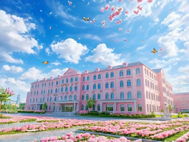 AI视角下的春日河北外国语学院：繁花簇拥的知识殿堂(图9)