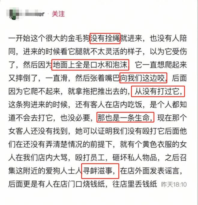 火锅店疑打死金毛后续！店主已赔偿狗主息事宁人舆论两极反转(图6)